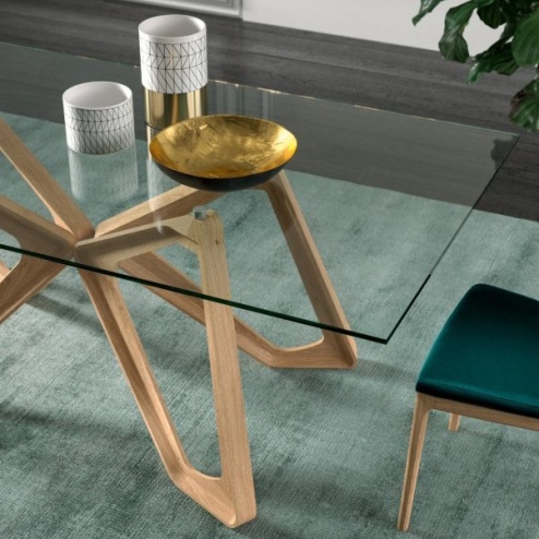 Tavolo Papillon Ozzio con piano in Cristallo o Marble Glass 180x90 cm